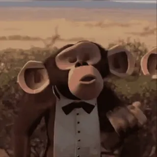 🤩 a154343c Affe, Menschenaffe, Cartoon, lustig, Tier, Animation, Tuxedo telegram sticker