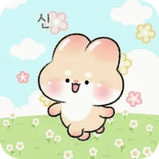 ⭐ 71428cd5 신 carino, coniglio, fiore, cartone animato, personaggio, kawaii telegram sticker