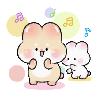⭐ cd466290 coniglio, carino, kawaii, cartone animato, animale, felice, allegro, note musicali telegram sticker