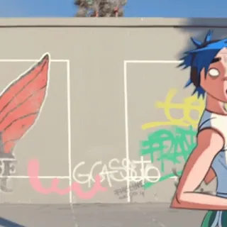 🕺 80aced62 2-D Gorillaz 2D, Gorillaz, cartone animato, personaggio, graffiti, arte, musica telegram sticker