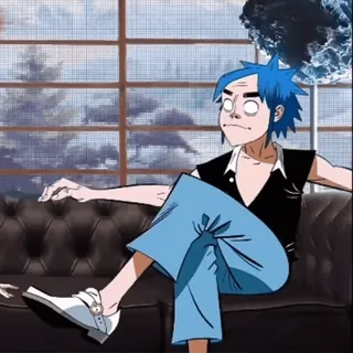 🤯 8b988fa5 2-D Gorillaz 2D, Gorillaz, cartone animato, musica, band, personaggio telegram sticker
