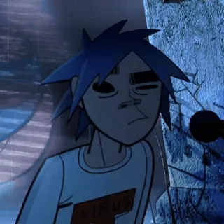 🤨 9150f0d5 2D KUNG cartone animato, Gorillaz, membro della band, animazione, band virtuale, musica telegram sticker