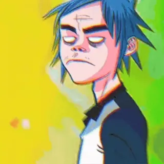😠 abe2493d 2-D Gorillaz cartoni animati, musica, band, animazione, Gorillaz, personaggio, 2D telegram sticker