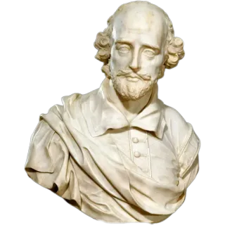 👴 63ee0be8 William Shakespeare William Shakespeare, Busto, Retrato, Escultura, Autor, Dramaturgo, Figura histórica telegram sticker