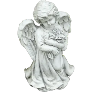 👼 dc331a06 anjo, querubim, estátua, rosas, religioso, jardim telegram sticker