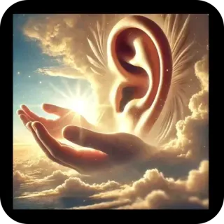 🫥 1faa7cb2 oreille, main, nuages, soleil, ciel, audition, écoute whatsapp sticker