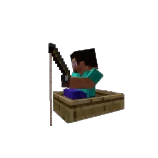 😭 5a36e3f6 Steve Minecraft minecraft, jeu vidéo, steve, pêche, bateau, pixel art whatsapp sticker