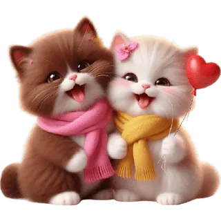 😍 0e0a45bc 새끼 고양이, 고양이, 귀여운, 동물, 만화, 사랑, 우정, 발렌타인 데이 whatsapp sticker
