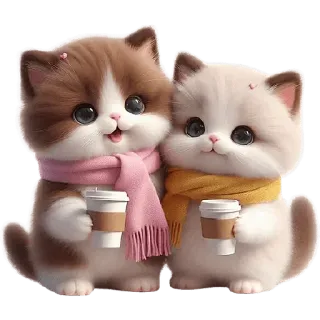 🫖 2569f7c0 귀여운, 고양이, 새끼 고양이, 커피, 머플러, 동물, 카와이 whatsapp sticker