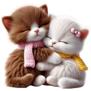 ☺️ e2e5e235 고양이, 새끼 고양이, 귀여운, 동물, 카와이, 우정, 포옹 whatsapp sticker