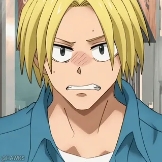 😡 b5f651c9 anime, blond haar, geschrokken, mannelijk, personage telegram sticker