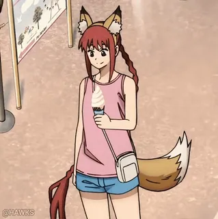 😑 b933237c @HAWKS Anime, Vosmeisje, Ijs, Cartoon, Furry, Meisje, Oren, Staart telegram sticker