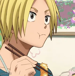 🤤 e9e959ec anime, blond, eten, eetstokjes, manga, Aziatisch eten, portret telegram sticker