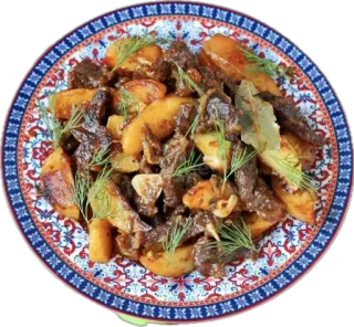 🤩 014aefa4 nourriture, viande, pomme de terre, ragoût, plat, dîner, repas, cuisine telegram sticker