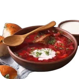 🫥 24f45569 Bortsch, Soupe, Cuisine ukrainienne, Nourriture, Betterave, Crème fraîche, Plat, Repas telegram sticker