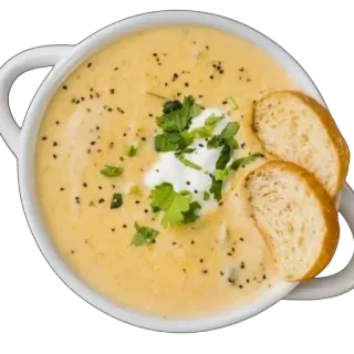 🫥 4c481074 soupe, nourriture, crème, pain, persil, déjeuner, dîner telegram sticker