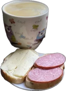 🤩 4dabaeb5 nourriture, café, sandwich, petit déjeuner, fromage, saucisse telegram sticker