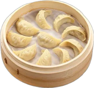 🤩 53d99669 raviolis, nourriture, cuisine asiatique, dim sum, cuisine chinoise, raviolis vapeur, panier vapeur bambou, cuisine telegram sticker