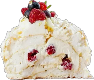 🤩 5f2d6ff6 dessert, gâteau, meringue, fruits rouges, nourriture, sucré, framboise, myrtille telegram sticker