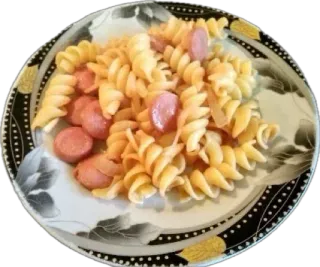 🤩 87508005 Pâtes, Nourriture, Repas, Saucisse, Dîner, Plat, Assiette, Cuisine telegram sticker