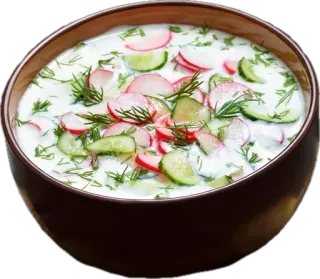 🤩 f942b2bd Okroshka, Soupe, Soupe froide, Plat d'été, Radis, Concombre, Aneth, Yaourt, Cuisine russe telegram sticker