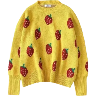 🤩 94ec9ec7 sweater, stroberi, kuning, pakaian, mode, busana whatsapp sticker