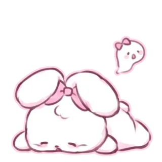 📩 12d672c1 mignon, lapin, rose, endormi, kawaii, fantôme, nœud whatsapp sticker