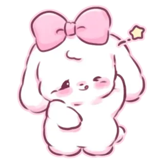 📩 1ab20a5c mignon, kawaii, lapin, rose, dessin animé, adorable whatsapp sticker
