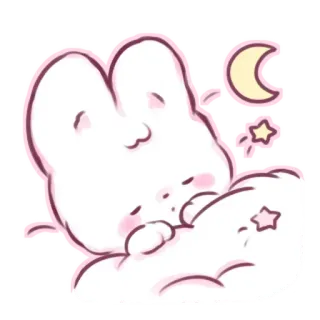 📩 1bc3c5b8 mignon, kawaii, lapin, lapin, dormir, nuage, lune, étoiles whatsapp sticker