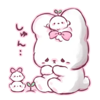 📩 1f6b6b81 しゅん... mignon, kawaii, lapin, triste, dessin animé, animal whatsapp sticker