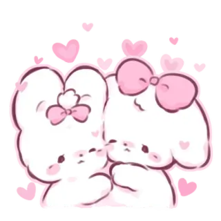 📩 7d74028e mignon, lapin, kawaii, rose, coeur, dessin animé whatsapp sticker