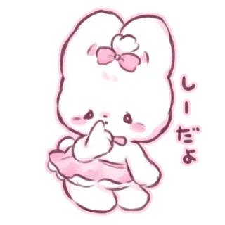 📩 aae60601 しーだよ Dessin animé, Lapin, Lapin, Mignon, Rose, Doigt d'honneur whatsapp sticker