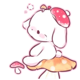 📩 e7a63bc6 lapin, champignon, mignon, animal, kawaii, autocollant, dessin animé whatsapp sticker