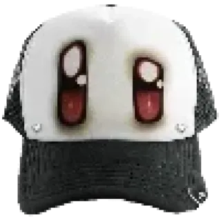 👀 4f51b3a3 topi, topi trucker, mata anime, kawaii, fesyen telegram sticker