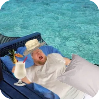 🏖 db081c9a พักร้อน, เปลญวน, เขตร้อน, ชายหาด, ผ่อนคลาย, ผู้ชาย, ค็อกเทล telegram sticker