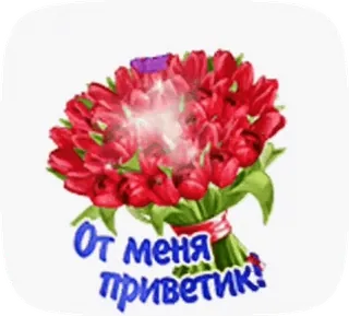 🫶 f6a8aa98 От меня приветик! bloemen, tulpen, boeket, groet, russisch telegram sticker