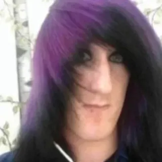 😂 2511fec6 pessoa, emo, penteado, cabelo roxo, cabelo preto, retrato telegram sticker