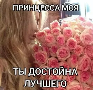 🌟 32d773e5 ПРИНЦЕССА МОЯ
ТЫ ДОСТОЙНА ЛУЧШЕГО 花, 玫瑰, 公主, 爱, 喜爱, 浪漫 whatsapp sticker