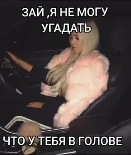 🌟 bf95bd69 ЗАЙ ,Я НЕ МОГУ
УГАДАТЬ
ЧТО У ТЕБЯ В ГОЛОВЕ 女人, 汽车, 金发, 皮草大衣, 俄罗斯, 文本, 夜晚 whatsapp sticker
