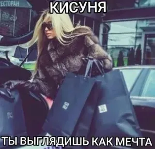 🌟 fbfaa82f КИСУНЯ
ТЫ ВЫГЛЯДИШЬ КАК МЕЧТА 女人, 购物, 奢侈品, 金发, 包包, 皮草, 汽车 whatsapp sticker