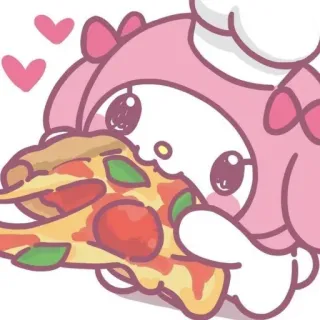 ❤ 24e64cb5 My Melody My Melody, Sanrio, dễ thương, pizza, kawaii, hoạt hình whatsapp sticker