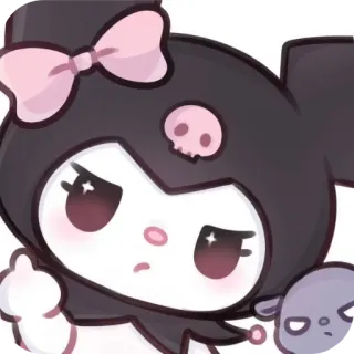 ❤ 614e89c7 Kuromi Kuromi, Sanrio, Hoạt hình, Nhân vật, Ngón giữa whatsapp sticker