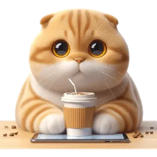 🧋 432433af gato, café, fofo, animal, kawaii, bebida whatsapp sticker