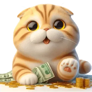 💸 aa66e6cd gato, dinheiro, fofo, desenho animado, dólares, moedas, rico whatsapp sticker