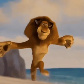 🤩 3d7bf029 Alex Madagascar Löwe, Tier, Cartoon, Strand, Film telegram sticker