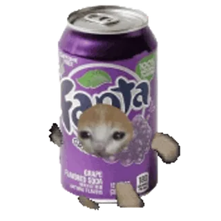 🥫 9b5f54b5 Fanta cat, soda, drink, meme, fanta, grape, funny telegram sticker