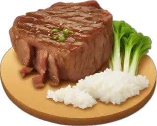 🤩 122718d9 steak, food, dinner, lunch, meal, meat, rice, cuisine whatsapp sticker