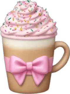 🤩 3307e125 latte, coffee, cup, drink, pink, ribbon, sprinkles, sweet whatsapp sticker