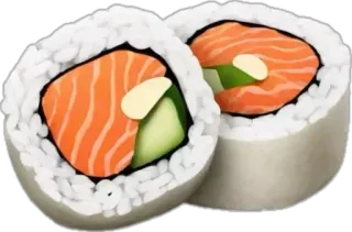 🤩 7b30520f sushi, food, japanese food, rolls, salmon, rice, cucumber, seafood whatsapp sticker