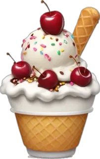 🤩 a5afb447 ice cream, dessert, cone, cherry, sweet, food, treat whatsapp sticker